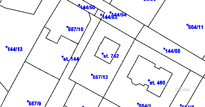 Parcela st. 742 v KÚ Úhonice, Katastrální mapa