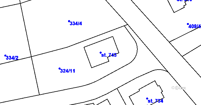Parcela st. 743 v KÚ Úhonice, Katastrální mapa