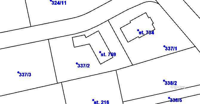 Parcela st. 769 v KÚ Úhonice, Katastrální mapa