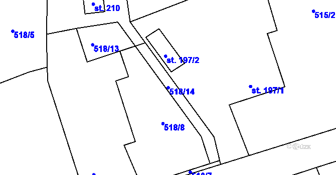 Parcela st. 518/14 v KÚ Úhonice, Katastrální mapa