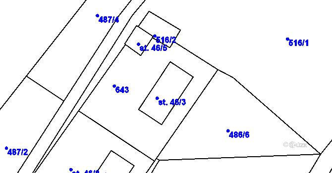 Parcela st. 46/4 v KÚ Pastviny, Katastrální mapa