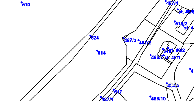 Parcela st. 514 v KÚ Pastviny, Katastrální mapa