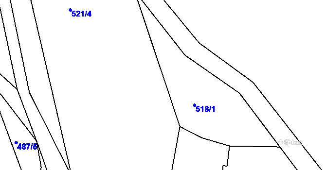 Parcela st. 518/1 v KÚ Pastviny, Katastrální mapa