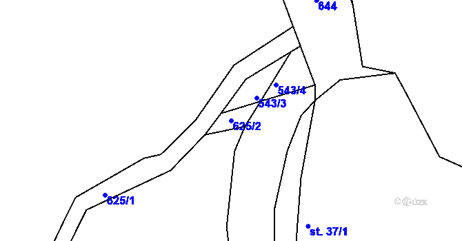 Parcela st. 625/2 v KÚ Pastviny, Katastrální mapa