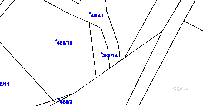 Parcela st. 486/14 v KÚ Pastviny, Katastrální mapa