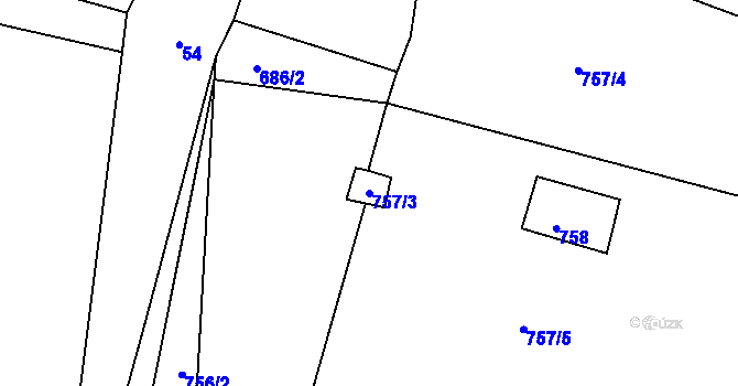 Parcela st. 757/3 v KÚ Úhošťany, Katastrální mapa