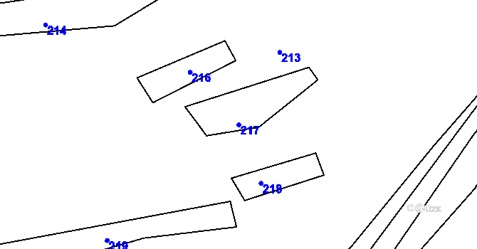 Parcela st. 217 v KÚ Úhošť, Katastrální mapa