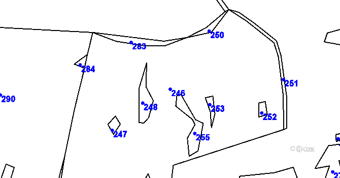 Parcela st. 246 v KÚ Úhošť, Katastrální mapa
