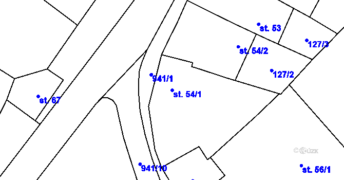 Parcela st. 54/1 v KÚ Úhřetice, Katastrální mapa