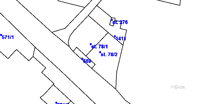 Parcela st. 78/2 v KÚ Úhřetice, Katastrální mapa