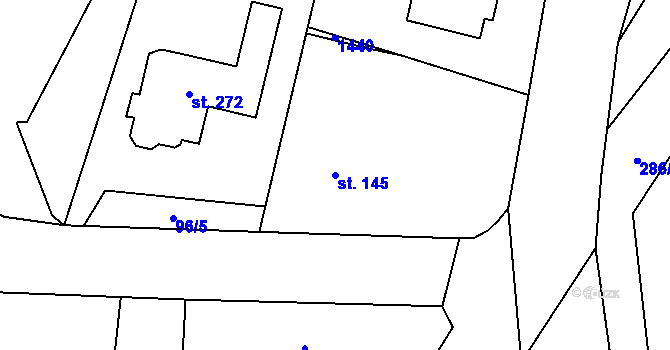 Parcela st. 145 v KÚ Úhřetice, Katastrální mapa