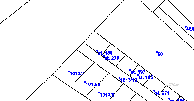 Parcela st. 186 v KÚ Úhřetice, Katastrální mapa