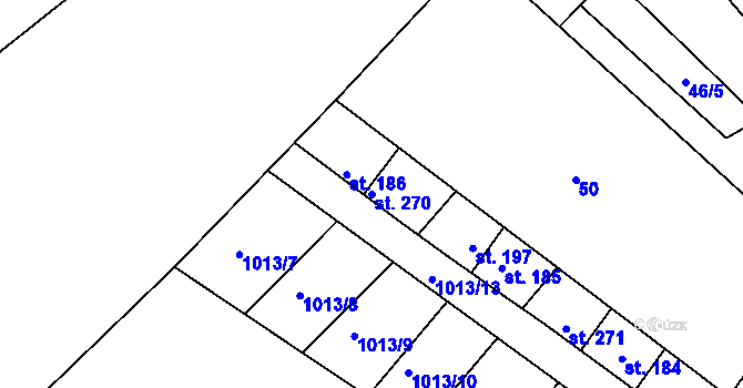 Parcela st. 270 v KÚ Úhřetice, Katastrální mapa