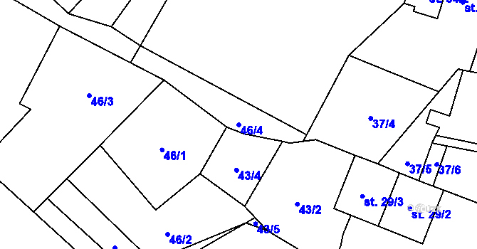 Parcela st. 46/4 v KÚ Úhřetice, Katastrální mapa