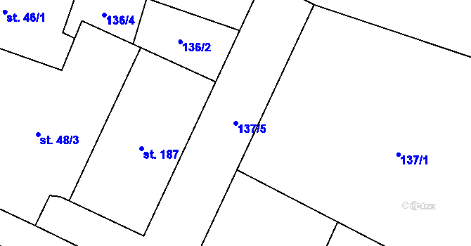 Parcela st. 137/5 v KÚ Úhřetice, Katastrální mapa