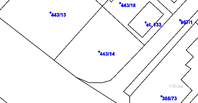Parcela st. 443/14 v KÚ Úhřetice, Katastrální mapa