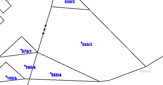 Parcela st. 555/3 v KÚ Úhřetice, Katastrální mapa