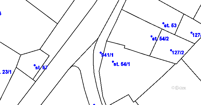 Parcela st. 941/1 v KÚ Úhřetice, Katastrální mapa