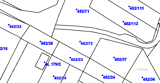 Parcela st. 452/72 v KÚ Úhřetice, Katastrální mapa