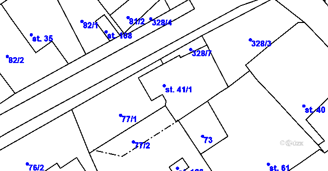 Parcela st. 41/1 v KÚ Úhřetická Lhota, Katastrální mapa