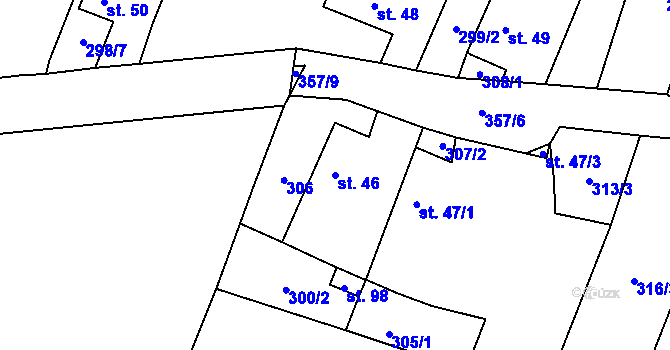 Parcela st. 46 v KÚ Úhřetická Lhota, Katastrální mapa