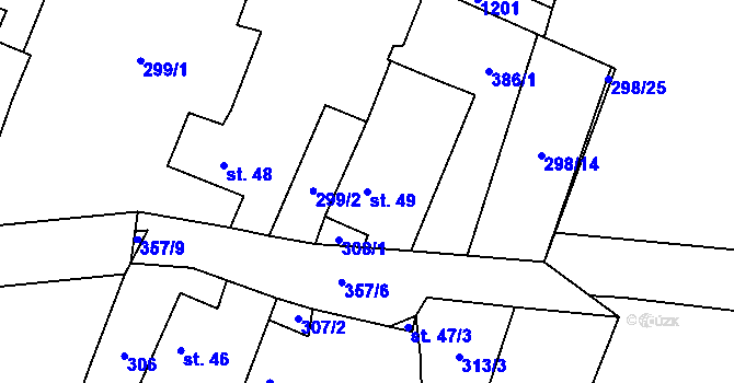 Parcela st. 49 v KÚ Úhřetická Lhota, Katastrální mapa