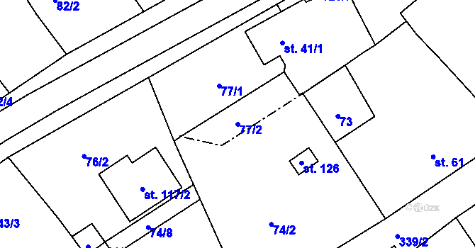Parcela st. 77/2 v KÚ Úhřetická Lhota, Katastrální mapa