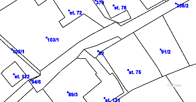 Parcela st. 92 v KÚ Úhřetická Lhota, Katastrální mapa