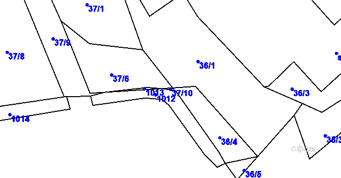 Parcela st. 37/10 v KÚ Úhřetická Lhota, Katastrální mapa