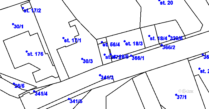 Parcela st. 172 v KÚ Úhřetická Lhota, Katastrální mapa