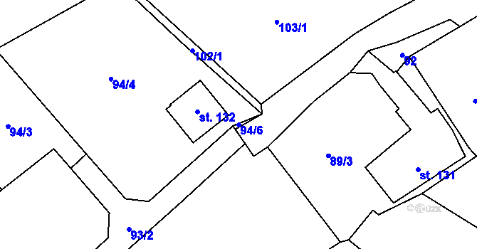 Parcela st. 94/6 v KÚ Úhřetická Lhota, Katastrální mapa