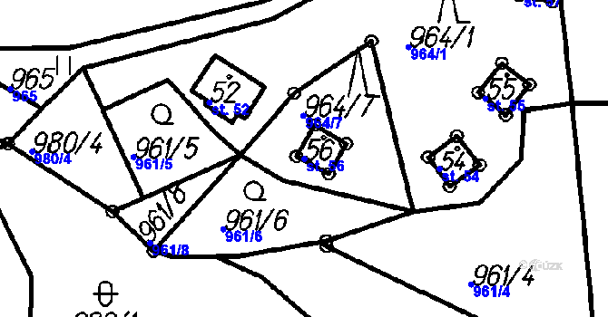 Parcela st. 56 v KÚ Uhřice u Vlachova Březí, Katastrální mapa