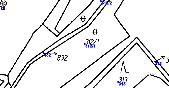 Parcela st. 312/1 v KÚ Uhřice u Vlachova Březí, Katastrální mapa