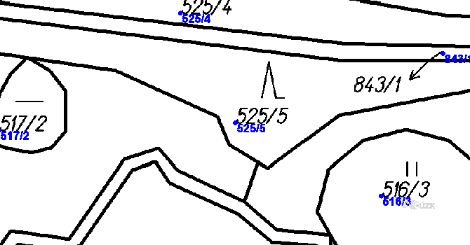 Parcela st. 525/5 v KÚ Uhřice u Vlachova Březí, Katastrální mapa