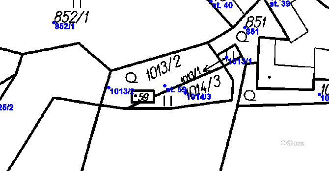 Parcela st. 59 v KÚ Uhřice u Vlachova Březí, Katastrální mapa