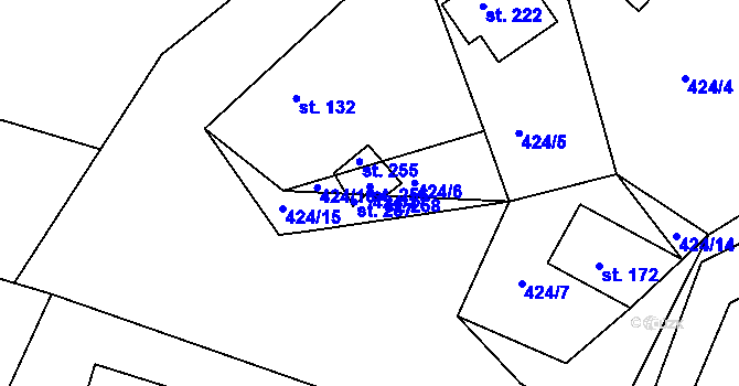 Parcela st. 424/17 v KÚ Uhřice u Boskovic, Katastrální mapa