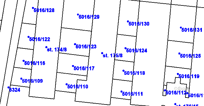 Parcela st. 175/8 v KÚ Prasklice, Katastrální mapa