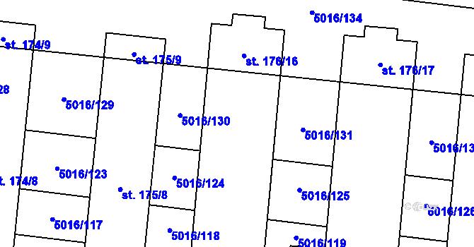 Parcela st. 176/14 v KÚ Prasklice, Katastrální mapa