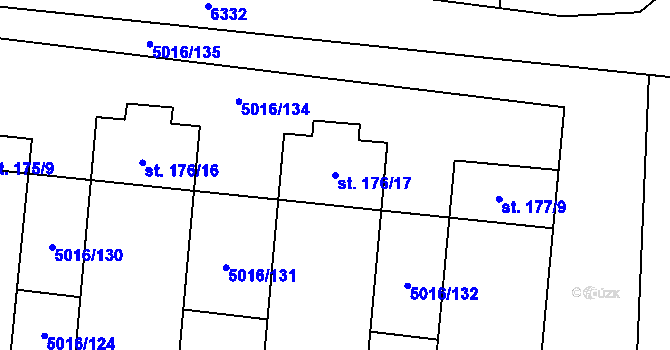 Parcela st. 176/17 v KÚ Prasklice, Katastrální mapa