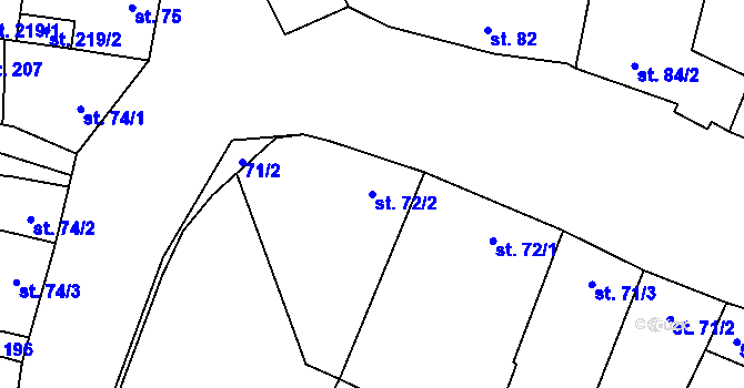 Parcela st. 72/2 v KÚ Prasklice, Katastrální mapa