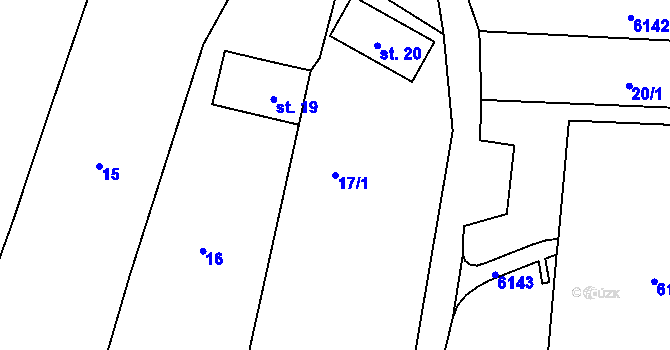 Parcela st. 17/1 v KÚ Prasklice, Katastrální mapa