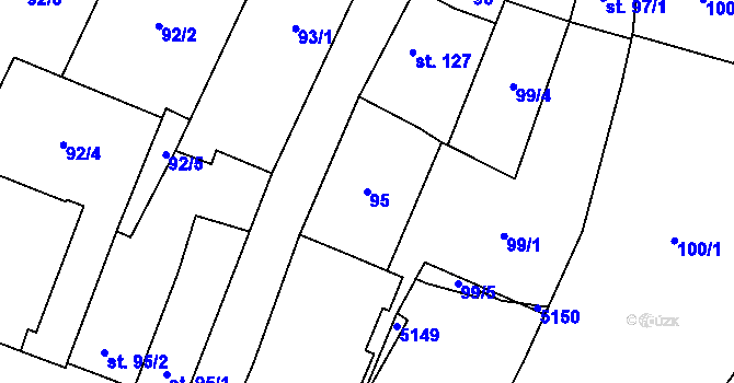 Parcela st. 95 v KÚ Prasklice, Katastrální mapa