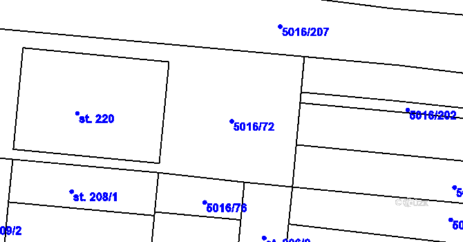 Parcela st. 5016/72 v KÚ Prasklice, Katastrální mapa