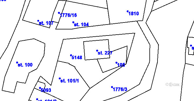 Parcela st. 227 v KÚ Prasklice, Katastrální mapa