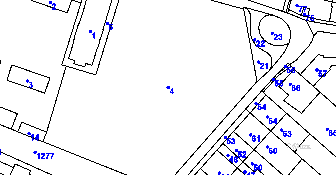 Parcela st. 4 v KÚ Uhřice u Kroměříže, Katastrální mapa