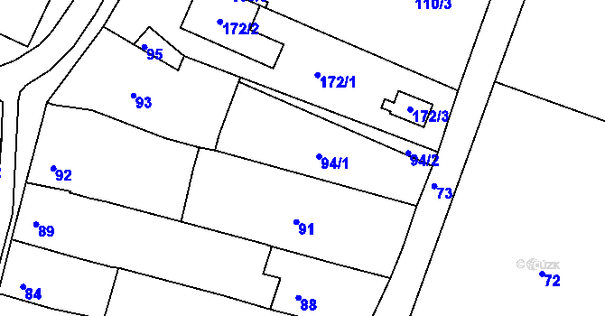 Parcela st. 94 v KÚ Uhřice u Kroměříže, Katastrální mapa