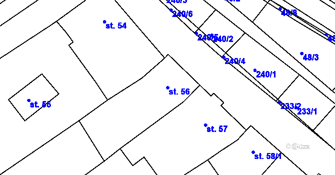 Parcela st. 56 v KÚ Uhřice u Kyjova, Katastrální mapa