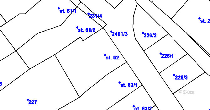 Parcela st. 62 v KÚ Uhřice u Kyjova, Katastrální mapa