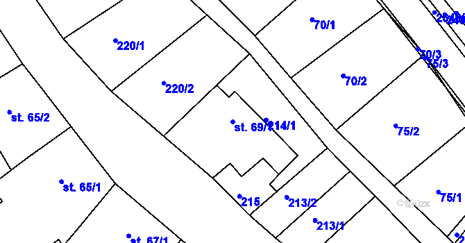 Parcela st. 69/1 v KÚ Uhřice u Kyjova, Katastrální mapa