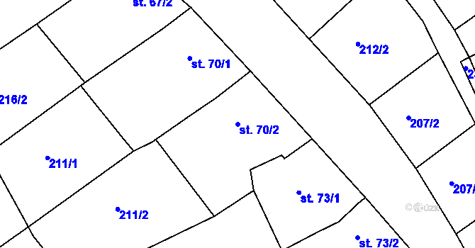 Parcela st. 70/2 v KÚ Uhřice u Kyjova, Katastrální mapa
